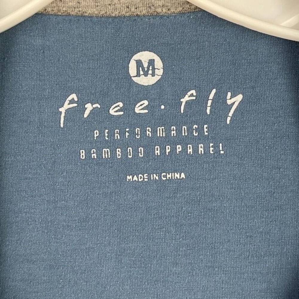 Free Fly Mens Polo Shirt M Blue Performance Bamboo Soft Faded Broken In Casual